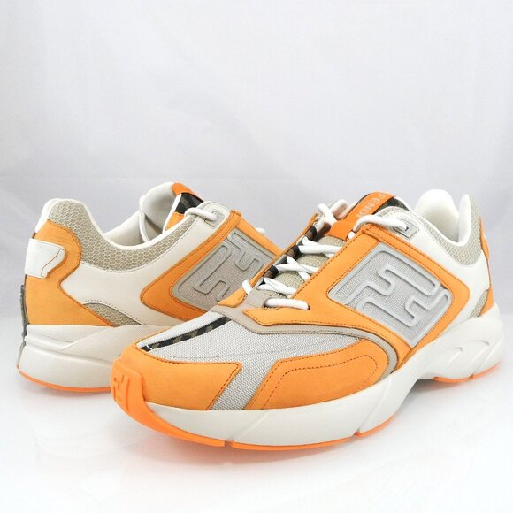 NIB$1350 FENDI FF-logo Textile Leather Faster Runner Low-Top Sneakers 12, US 13 - Picture 6 of 16